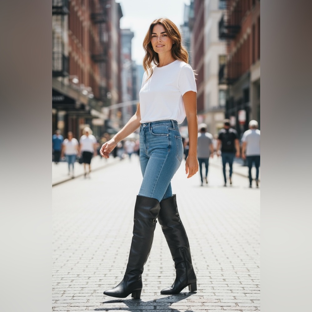 Ralph Lauren Over the Knee OTK Leather Block Heel Boots Black 8.5‍‍‍‍‍‍‍‍‍‍‍‍‍‍ - Picture 12 of 12